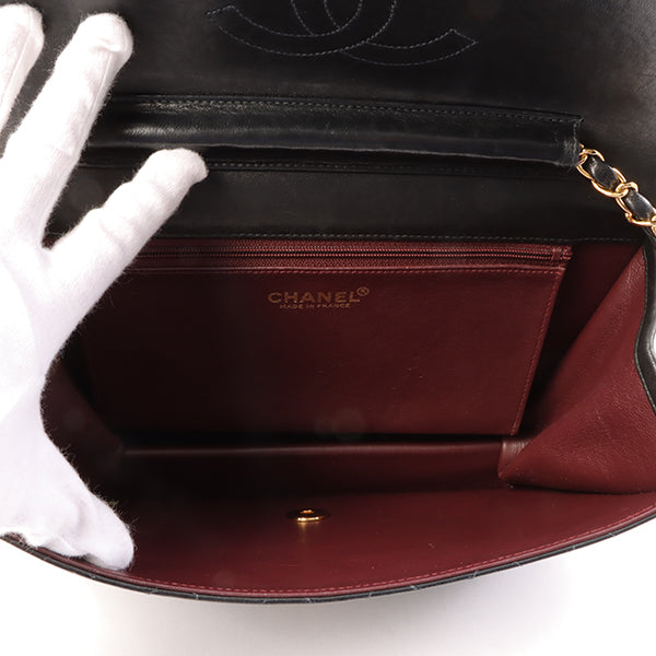 Chanel Around 2001 Made Straight Flap Turn-Lock Chain Bag Black