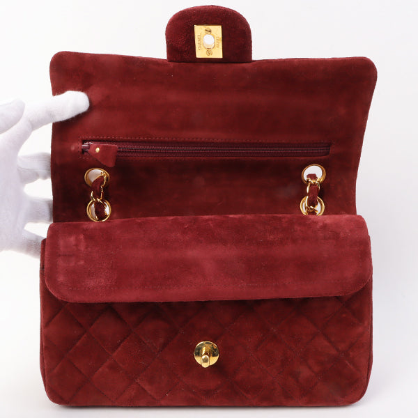 Chanel Around 1995 Made Suede Classic Flap Chain Bag 23Cm Red