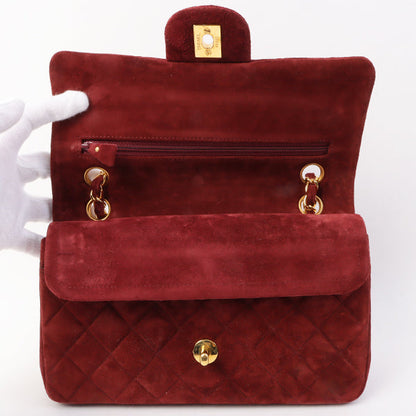 Chanel Around 1995 Made Suede Classic Flap Chain Bag 23Cm Red