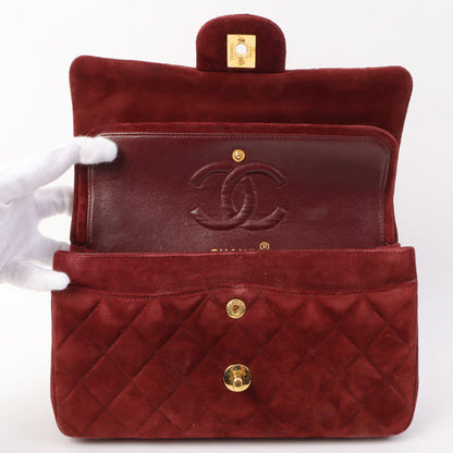 Chanel Around 1995 Made Suede Classic Flap Chain Bag 23Cm Red