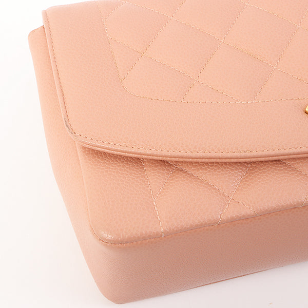 Chanel Around 1995 Made Caviar Skin Diana Flap Chain Bag 25Cm Baby Pink