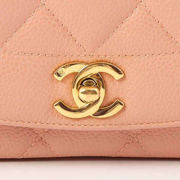 Chanel Around 1995 Made Caviar Skin Diana Flap Chain Bag 25Cm Baby Pink