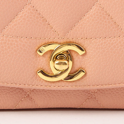 Chanel Around 1995 Made Caviar Skin Diana Flap Chain Bag 25Cm Baby Pink