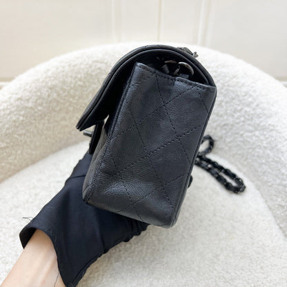 Chanel So Black Classic Mini Rectangular Flap in Black Distressed Calfskin and Black HW (Model: A69900)