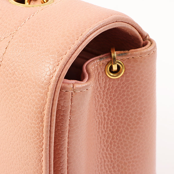 Chanel Around 1995 Made Caviar Skin Diana Flap Chain Bag 25Cm Baby Pink