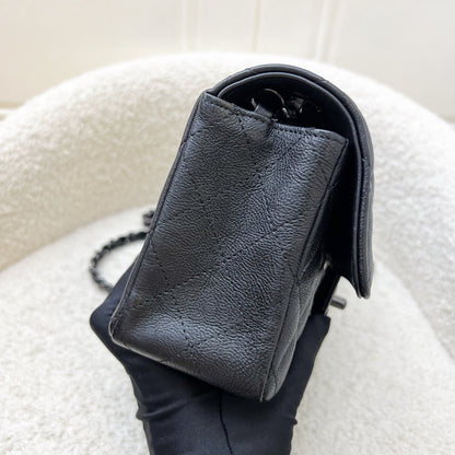 Chanel So Black Classic Mini Rectangular Flap in Black Distressed Calfskin and Black HW (Model: A69900)