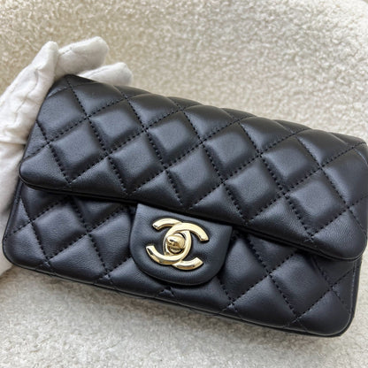 Chanel 24K Extra Mini Rectangular Flap in Black Lambskin and GHW (Model: AS5219)