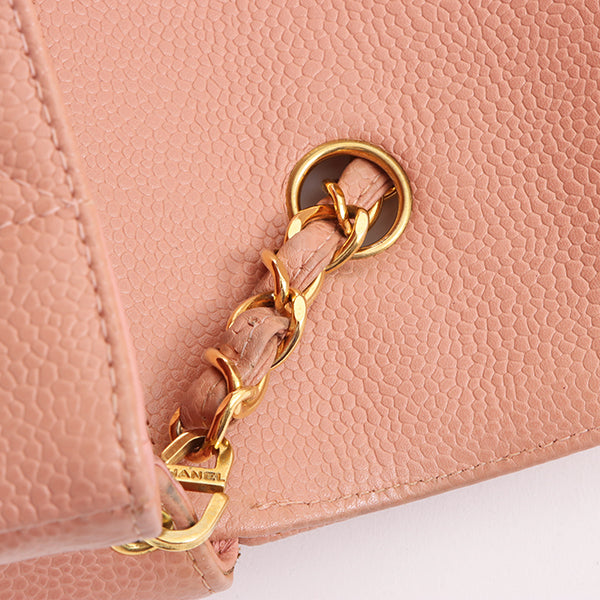 Chanel Around 1995 Made Caviar Skin Diana Flap Chain Bag 25Cm Baby Pink