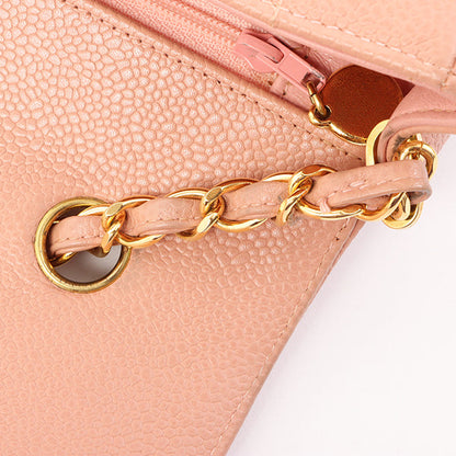 Chanel Around 1995 Made Caviar Skin Diana Flap Chain Bag 25Cm Baby Pink
