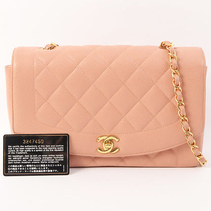 Chanel Around 1995 Made Caviar Skin Diana Flap Chain Bag 25Cm Baby Pink