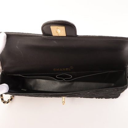 Chanel Around 2000 Made Unborn Calf Turn-Lock Logo Chain Bag Black