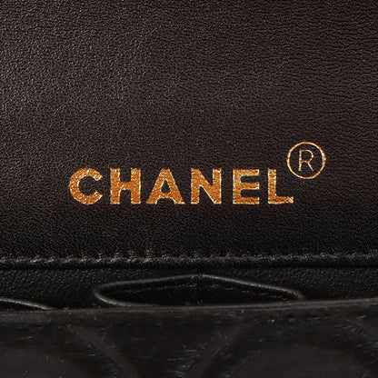 Chanel Around 2000 Made Unborn Calf Turn-Lock Logo Chain Bag Black