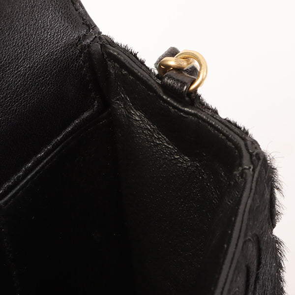 Chanel Around 2000 Made Unborn Calf Turn-Lock Logo Chain Bag Black