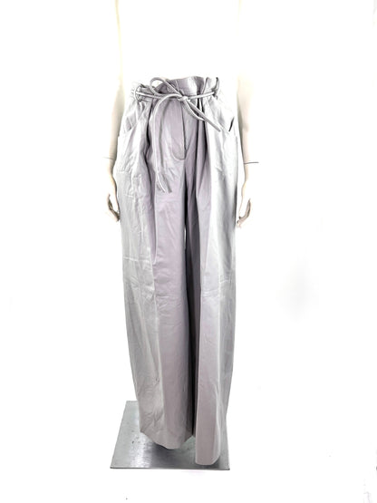 New CHANEL 2014 Gray Leather Wide Leg Pants 42 8