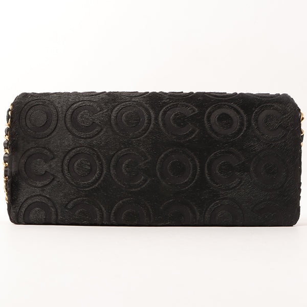 Chanel Around 2000 Made Unborn Calf Turn-Lock Logo Chain Bag Black