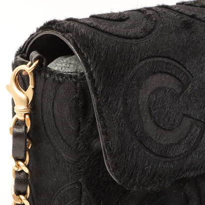 Chanel Around 2000 Made Unborn Calf Turn-Lock Logo Chain Bag Black