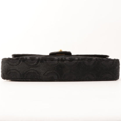 Chanel Around 2000 Made Unborn Calf Turn-Lock Logo Chain Bag Black