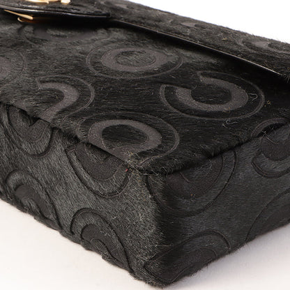 Chanel Around 2000 Made Unborn Calf Turn-Lock Logo Chain Bag Black