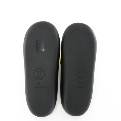 Louis-Vuitton Women's Gold and Canvas Slides