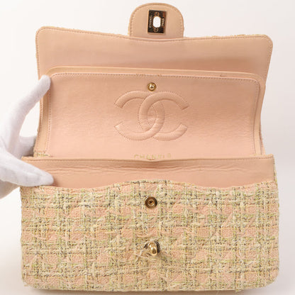Chanel Around 2006 Made Tweed Classic Flap Chain Bag 25Cm Salmon Pink/Multi