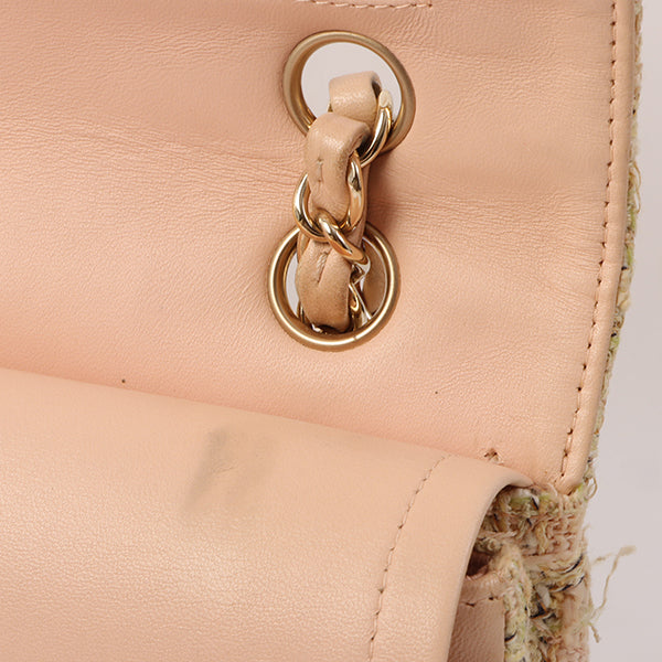 Chanel Around 2006 Made Tweed Classic Flap Chain Bag 25Cm Salmon Pink/Multi