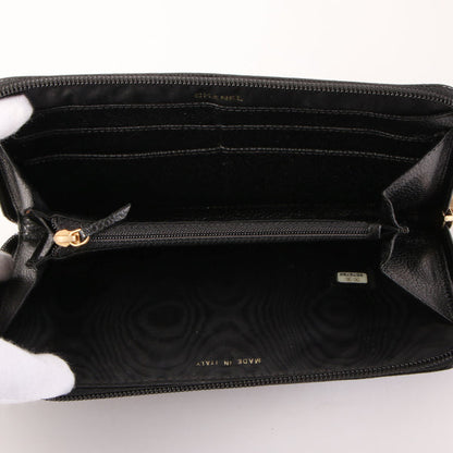 CHANEL Around 2000 Made Caviar Skin Cc Mark Stitch Long Wallet Black