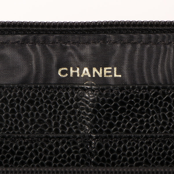 CHANEL Around 2000 Made Caviar Skin Cc Mark Stitch Long Wallet Black