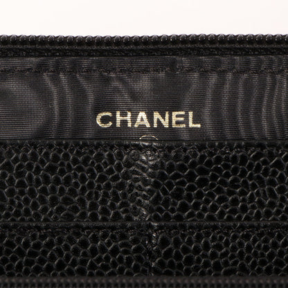 CHANEL Around 2000 Made Caviar Skin Cc Mark Stitch Long Wallet Black