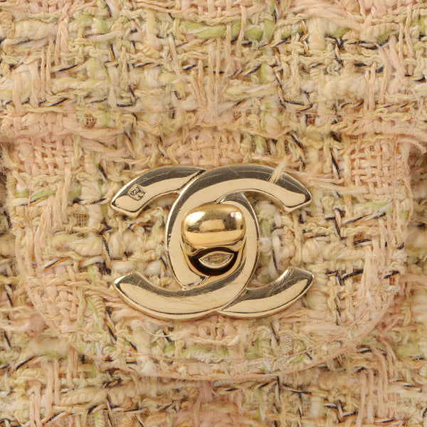 Chanel Around 2006 Made Tweed Classic Flap Chain Bag 25Cm Salmon Pink/Multi