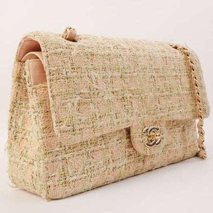 Chanel Around 2006 Made Tweed Classic Flap Chain Bag 25Cm Salmon Pink/Multi