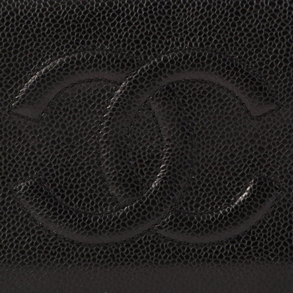 CHANEL Around 2000 Made Caviar Skin Cc Mark Stitch Long Wallet Black