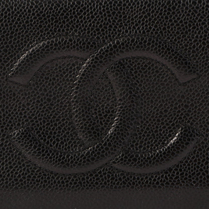 CHANEL Around 2000 Made Caviar Skin Cc Mark Stitch Long Wallet Black