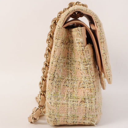 Chanel Around 2006 Made Tweed Classic Flap Chain Bag 25Cm Salmon Pink/Multi