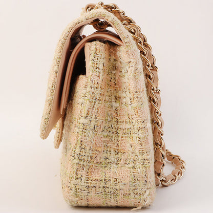 Chanel Around 2006 Made Tweed Classic Flap Chain Bag 25Cm Salmon Pink/Multi