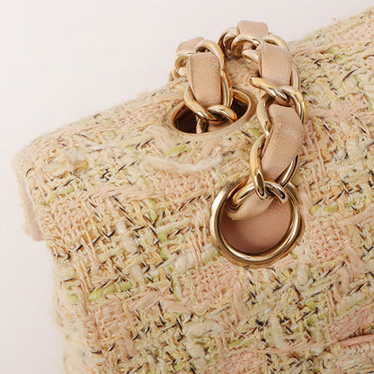 Chanel Around 2006 Made Tweed Classic Flap Chain Bag 25Cm Salmon Pink/Multi