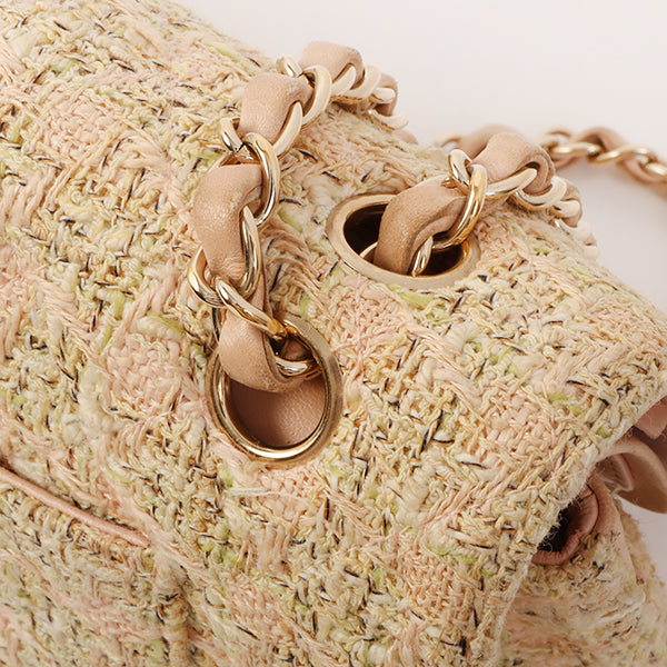 Chanel Around 2006 Made Tweed Classic Flap Chain Bag 25Cm Salmon Pink/Multi