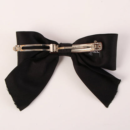 CHANEL Satin Ribbon Hair Clip Black