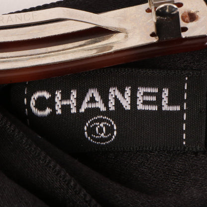 CHANEL Satin Ribbon Hair Clip Black