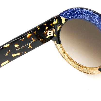 Gucci Glitter Stripe Round Sunglasses in Blue and Gold