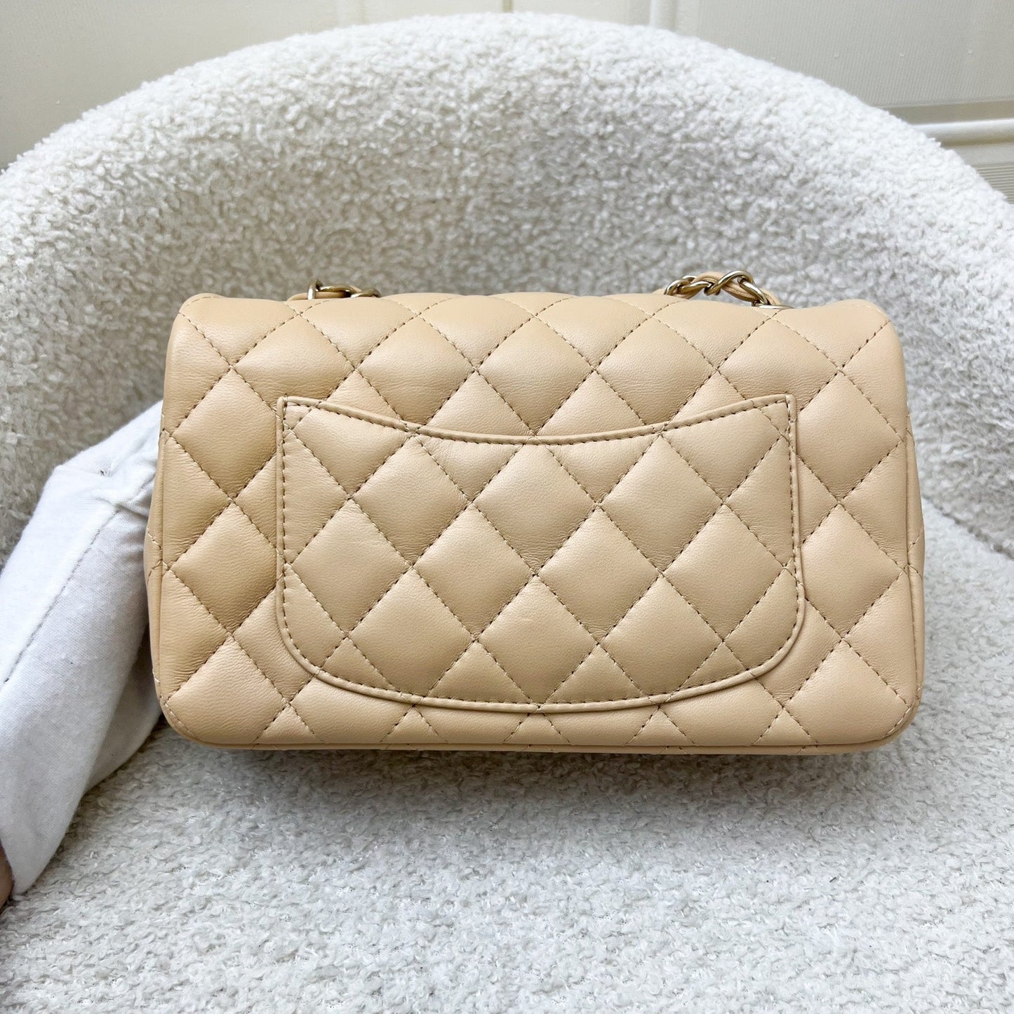 Chanel Classic Mini Rectangular Flap in 22C Beige Lambskin and LGHW (Model: A69900)