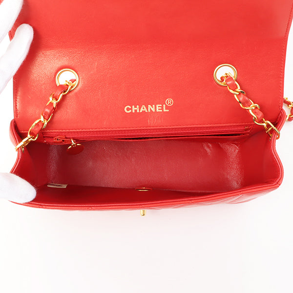 Chanel Around 1992 Made Diana Flap Chain Bag 23Cm Red