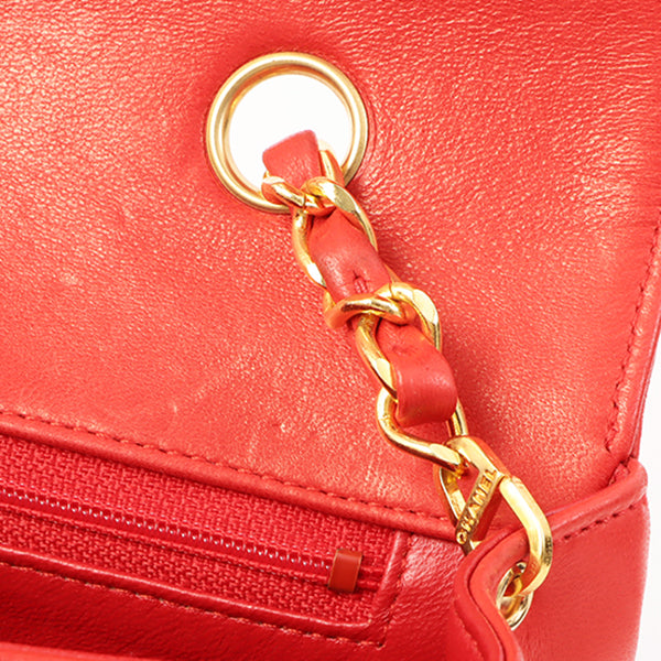 Chanel Around 1992 Made Diana Flap Chain Bag 23Cm Red