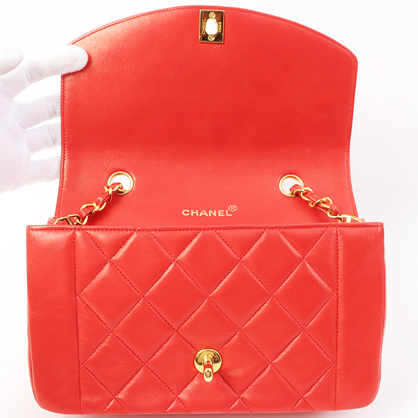 Chanel Around 1992 Made Diana Flap Chain Bag 23Cm Red