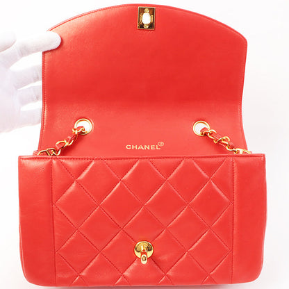 Chanel Around 1992 Made Diana Flap Chain Bag 23Cm Red