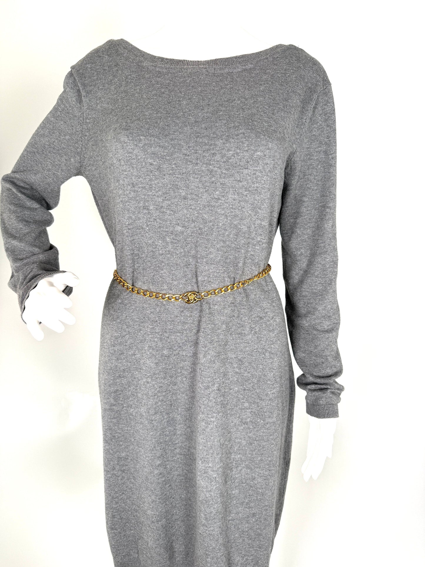 Vintage CHANEL Turn lock Gold Chain Link CC Waist Belt Necklace