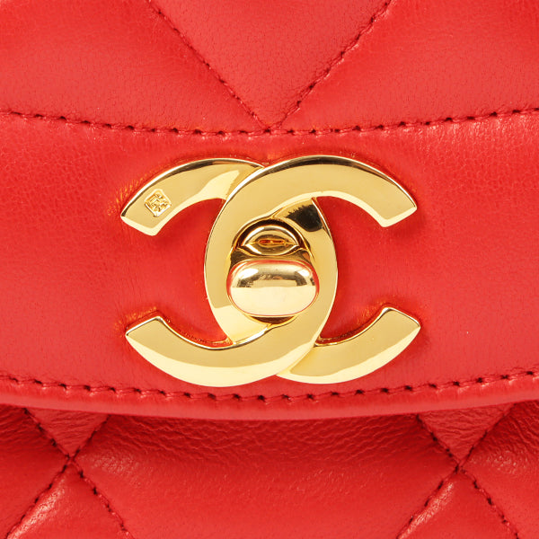 Chanel Around 1992 Made Diana Flap Chain Bag 23Cm Red
