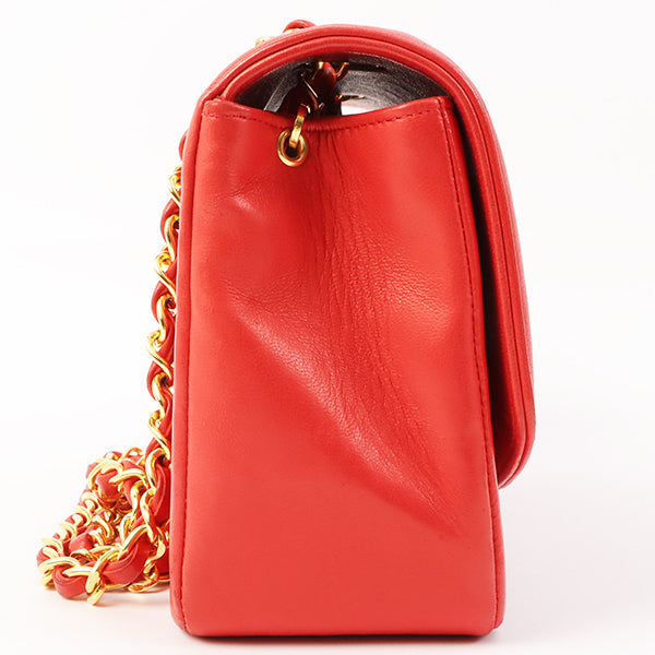 Chanel Around 1992 Made Diana Flap Chain Bag 23Cm Red