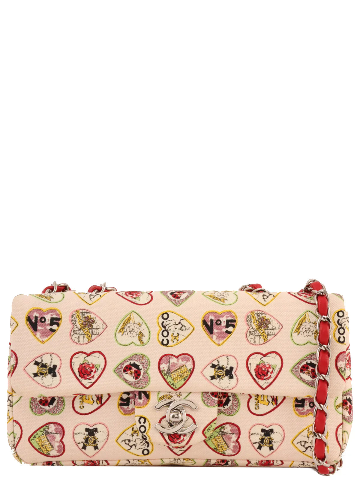 Chanel Around  Made Valentine Icon Pattern Turn-Lock Chain Bag Baby Pink/Multi