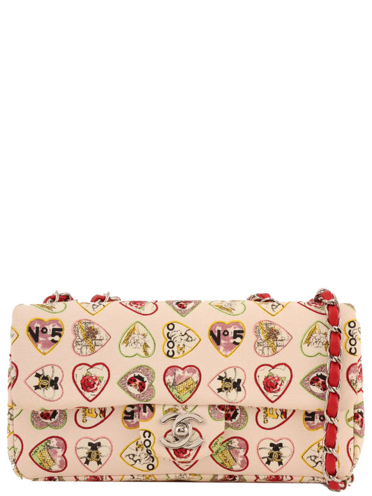Chanel Around  Made Valentine Icon Pattern Turn-Lock Chain Bag Baby Pink/Multi