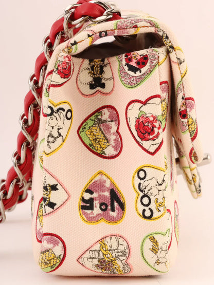 Chanel Around  Made Valentine Icon Pattern Turn-Lock Chain Bag Baby Pink/Multi